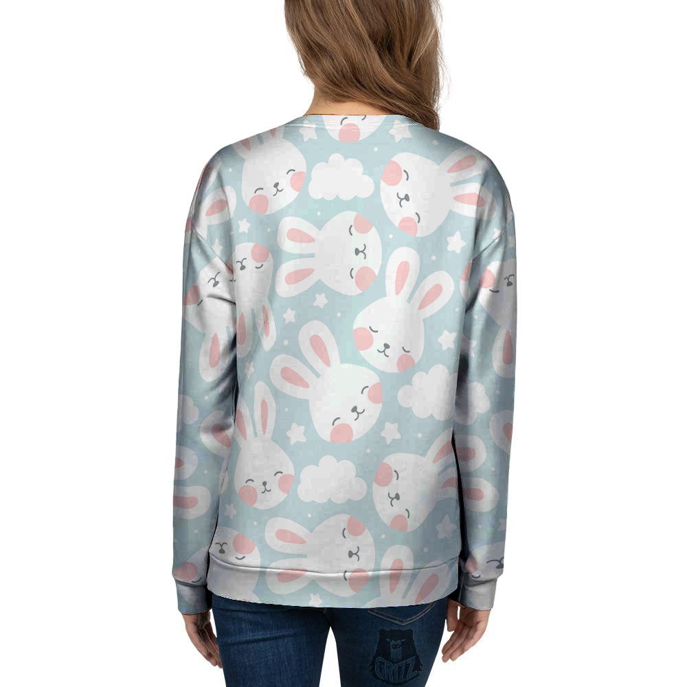Cloud And Rabbit Print Pattern Women's Sweatshirt-grizzshop