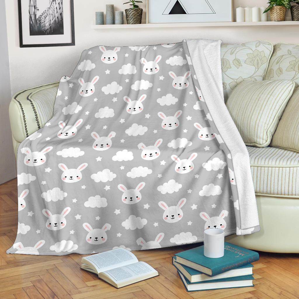 Cloud Bunny Rabbit Pattern Print Blanket-grizzshop