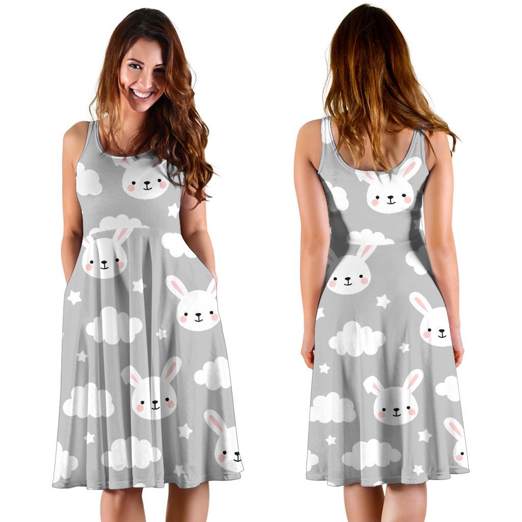 Cloud Bunny Rabbit Pattern Print Dress-grizzshop