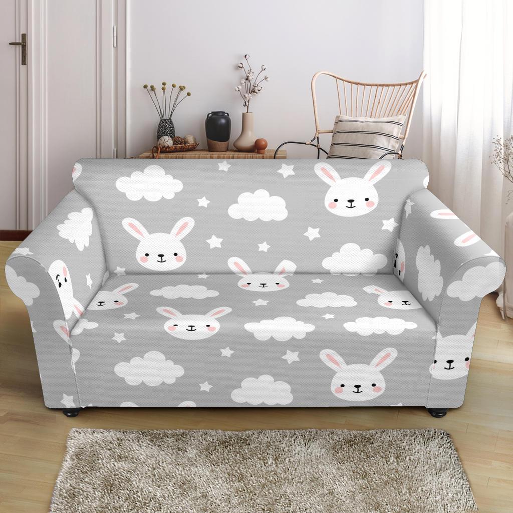 Cloud Bunny Rabbit Pattern Print Loveseat Cover-grizzshop