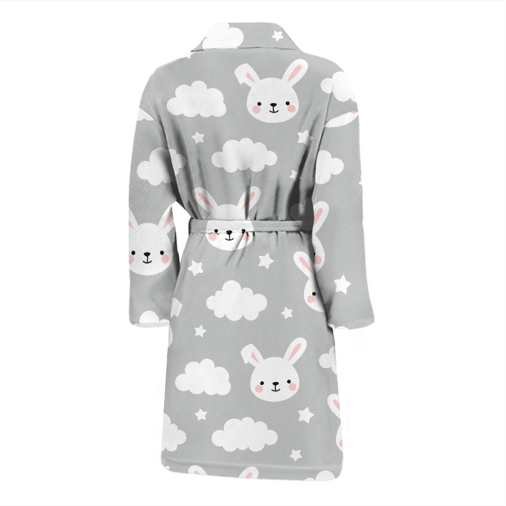 Cloud Bunny Rabbit Pattern Print Men Long Robe-grizzshop