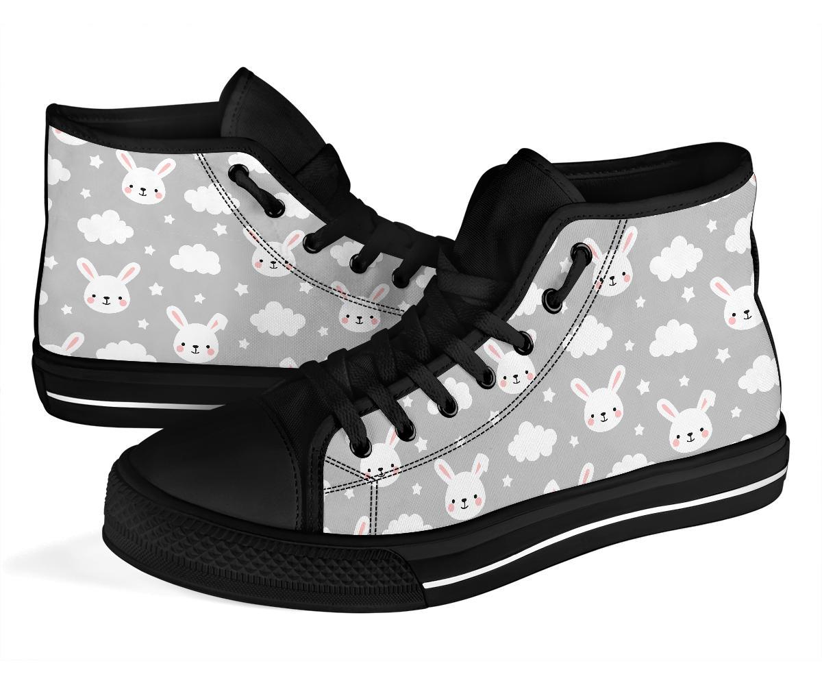 Cloud Bunny Rabbit Pattern Print Men Women's High Top Shoes-grizzshop