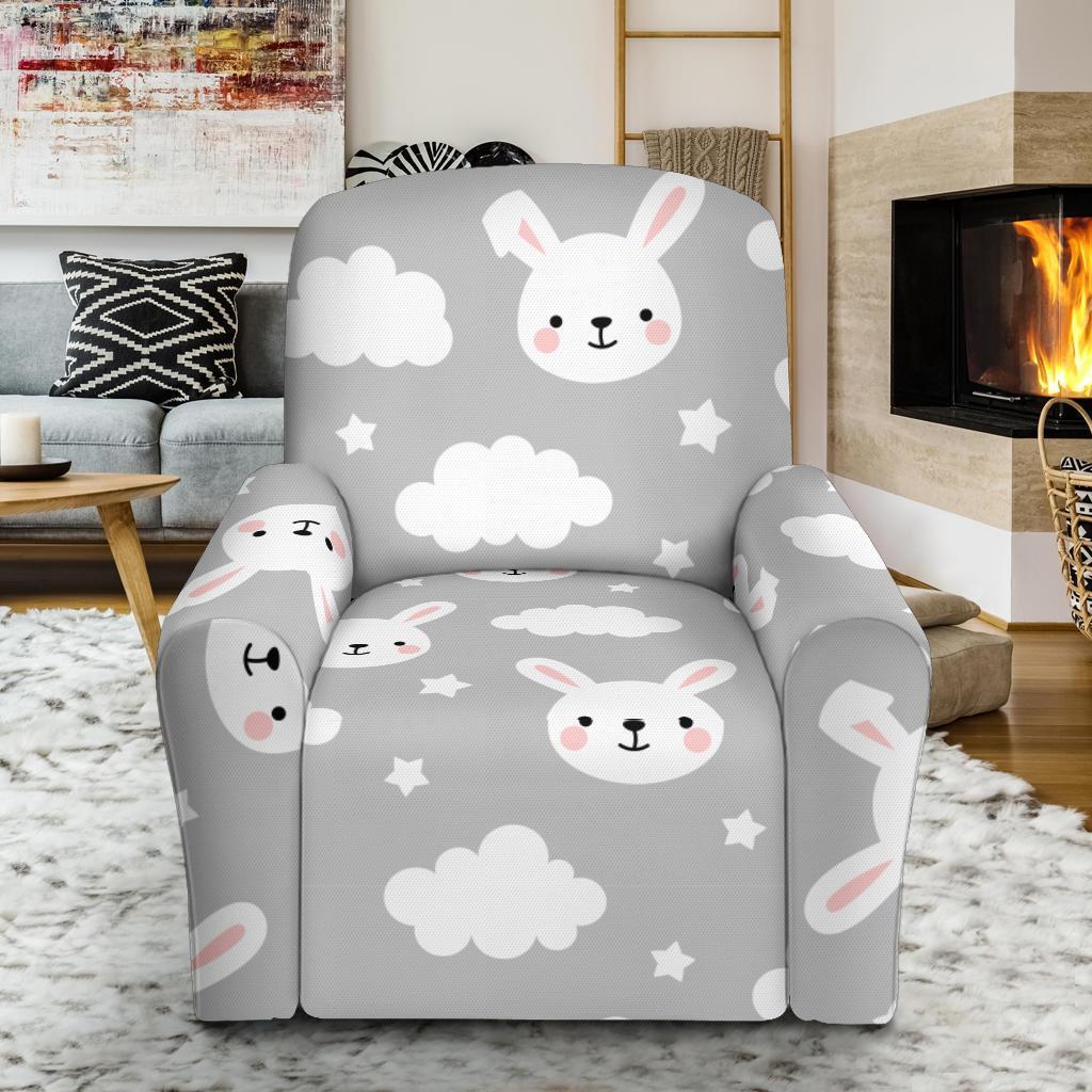 Cloud Bunny Rabbit Pattern Print Recliner Cover-grizzshop