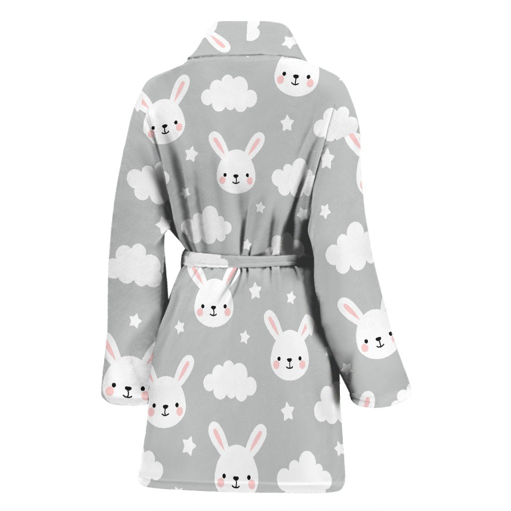Cloud Bunny Rabbit Pattern Print Women Long Robe-grizzshop