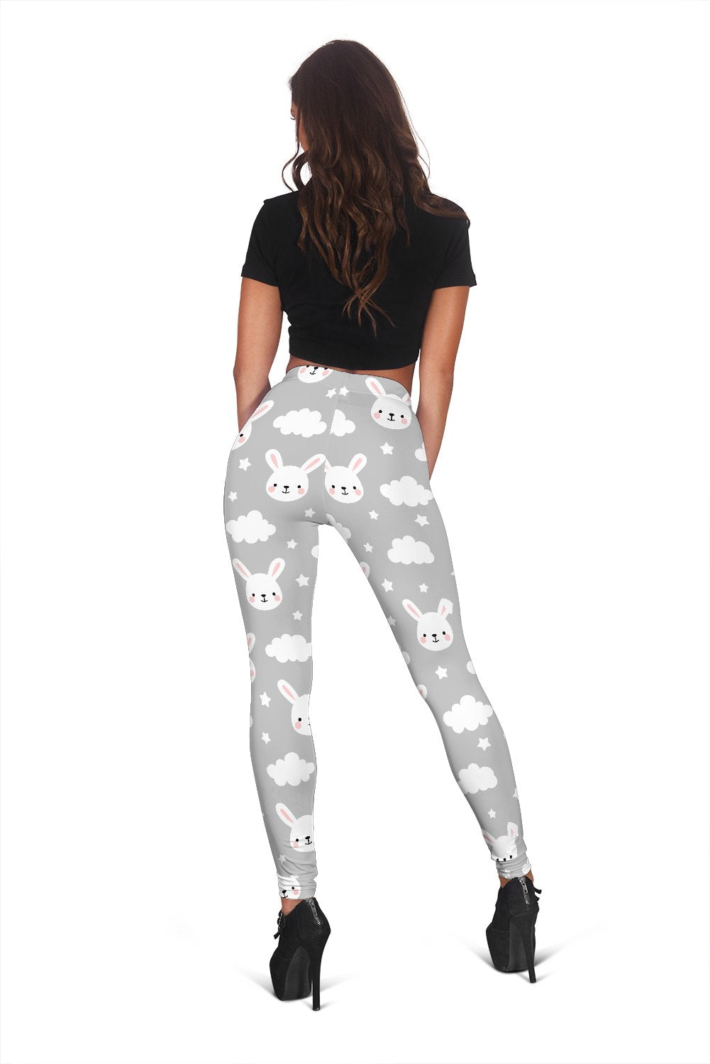 Cloud Bunny Rabbit Print Pattern Women Leggings-grizzshop