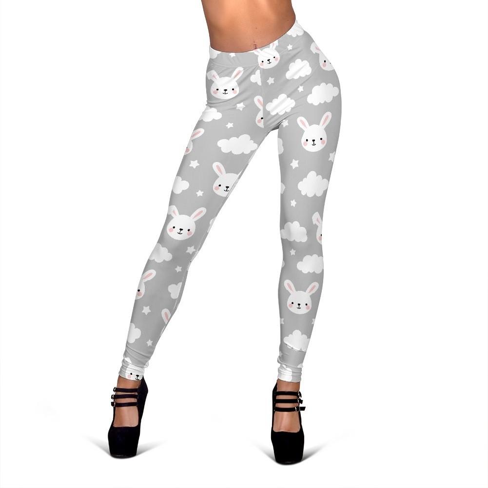 Cloud Bunny Rabbit Print Pattern Women Leggings-grizzshop