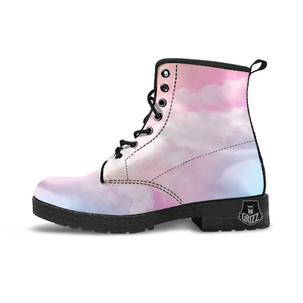 Cloud Coloful Print Leather Boots-grizzshop