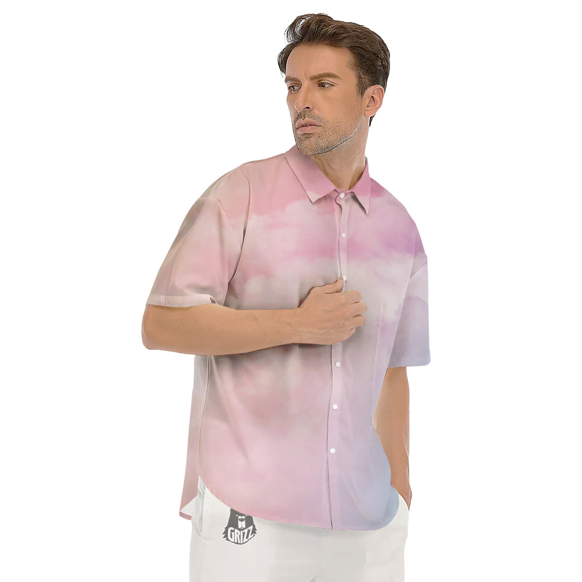 Cloud Coloful Print Men's Short Sleeve Shirts-grizzshop