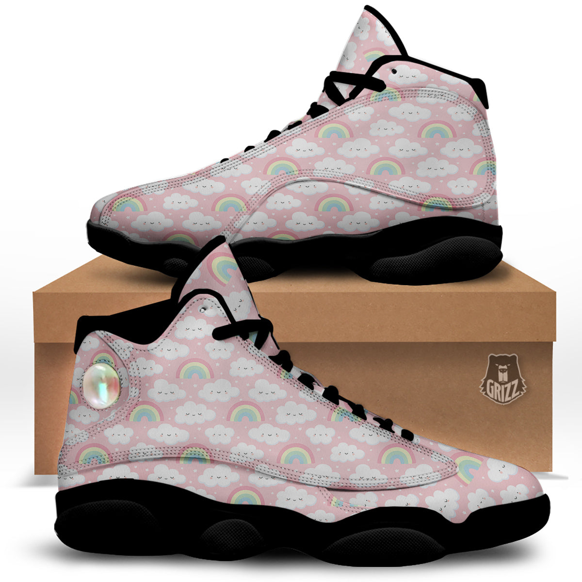 Cloud Cute Print Pattern Black Basketball Shoes-grizzshop
