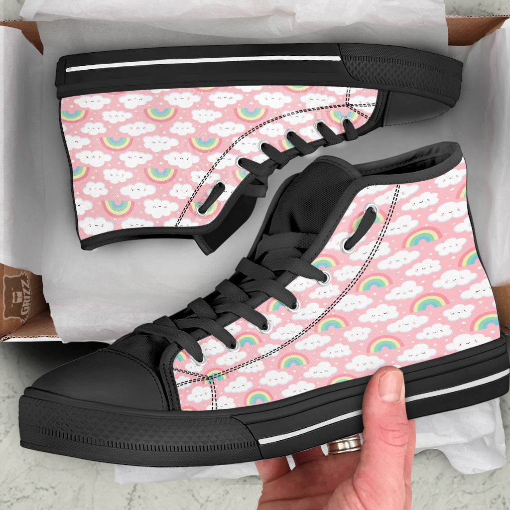 Cloud Cute Print Pattern Black High Top Shoes-grizzshop