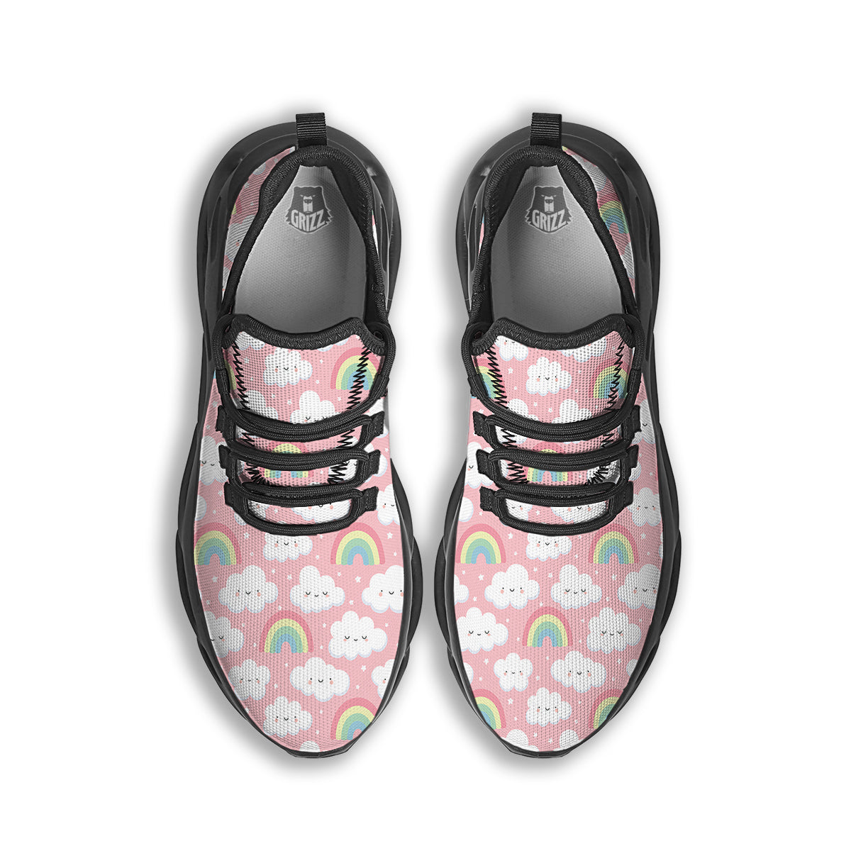 Cloud Cute Print Pattern Black Running Shoes-grizzshop