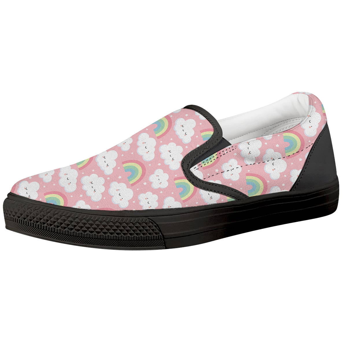 Cloud Cute Print Pattern Black Slip On Shoes-grizzshop
