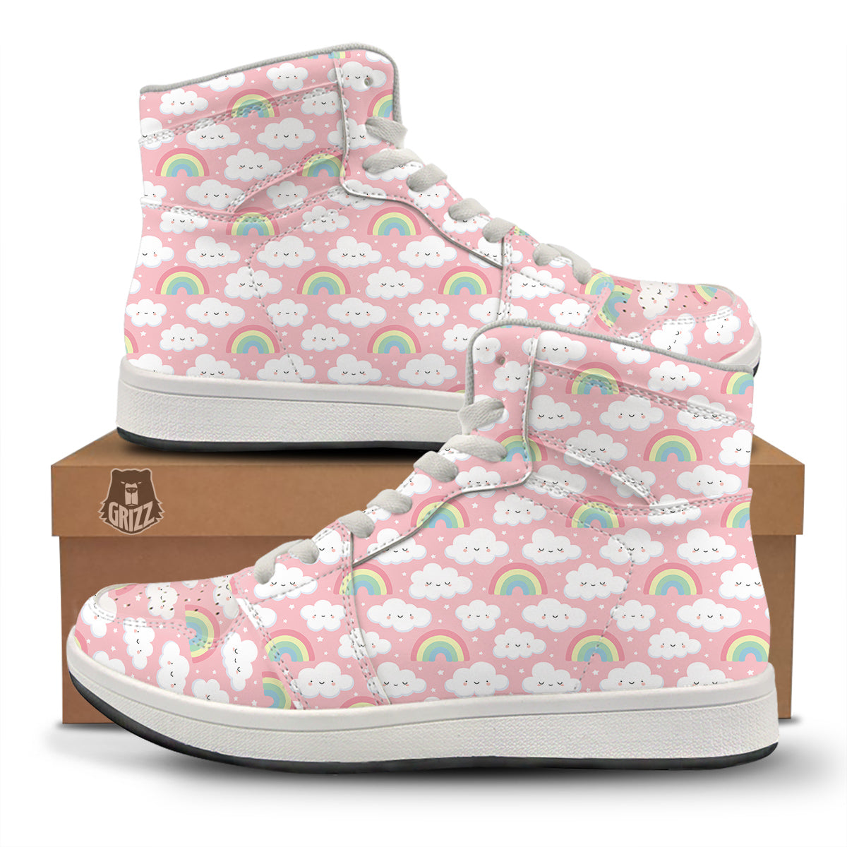 Cloud Cute Print Pattern High Top Sneakers-grizzshop