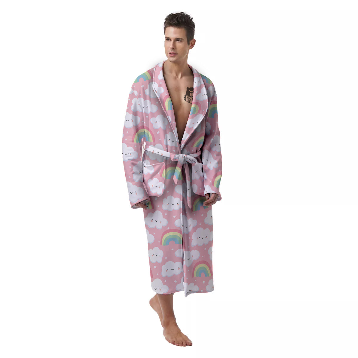Cloud Cute Print Pattern Men's Robe-grizzshop