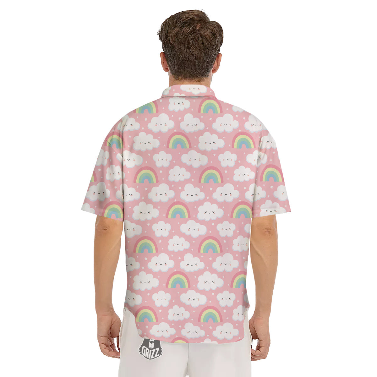 Cloud Cute Print Pattern Men's Short Sleeve Shirts-grizzshop