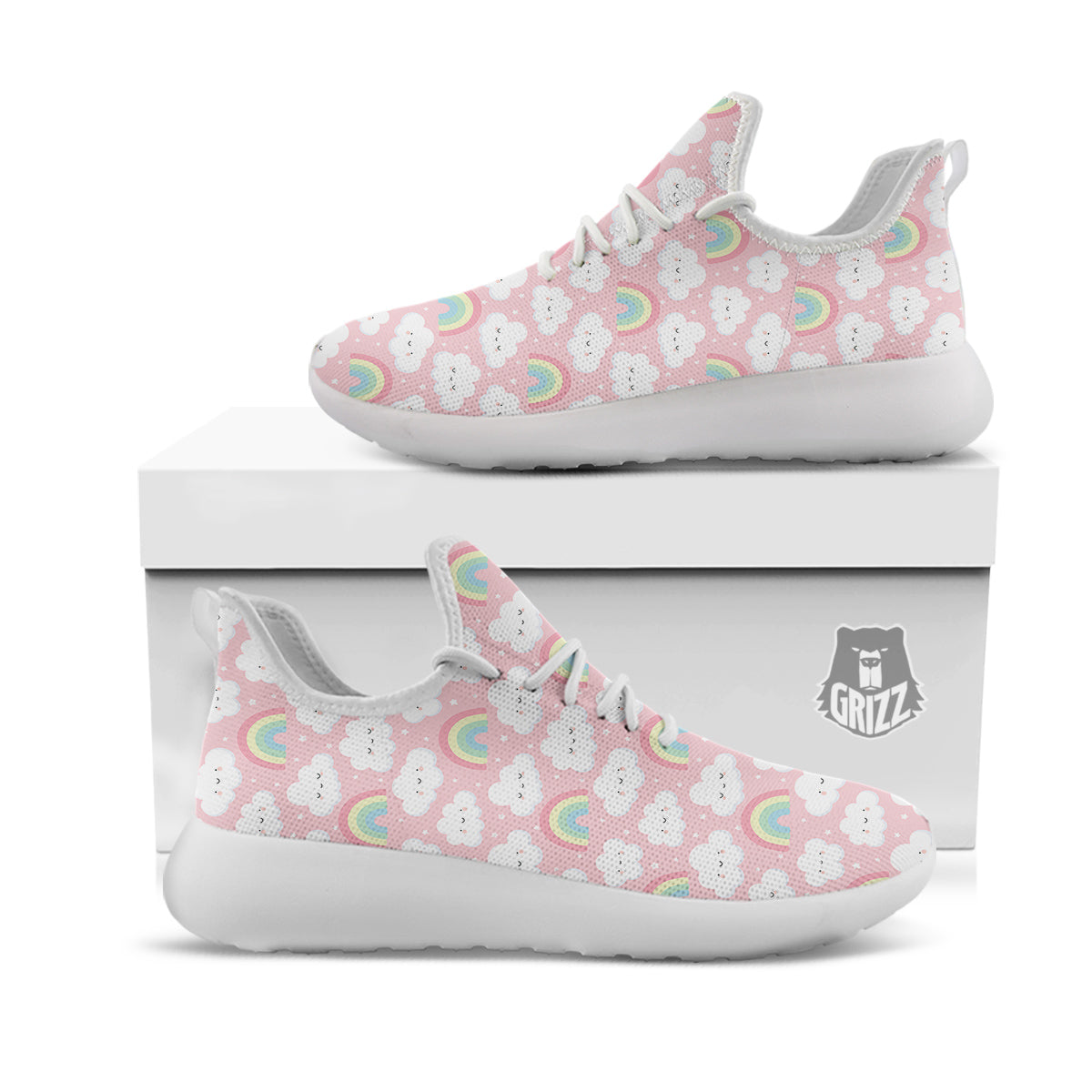 Cloud Cute Print Pattern White Athletic Shoes-grizzshop