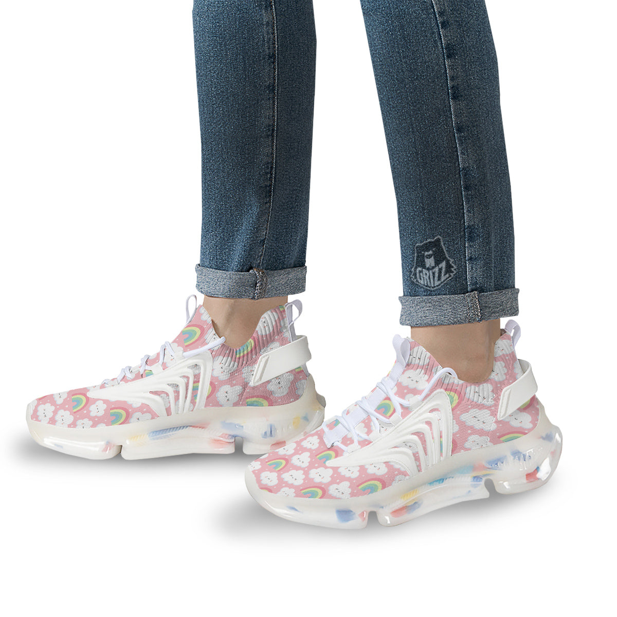 Cloud Cute Print Pattern White Gym Shoes-grizzshop