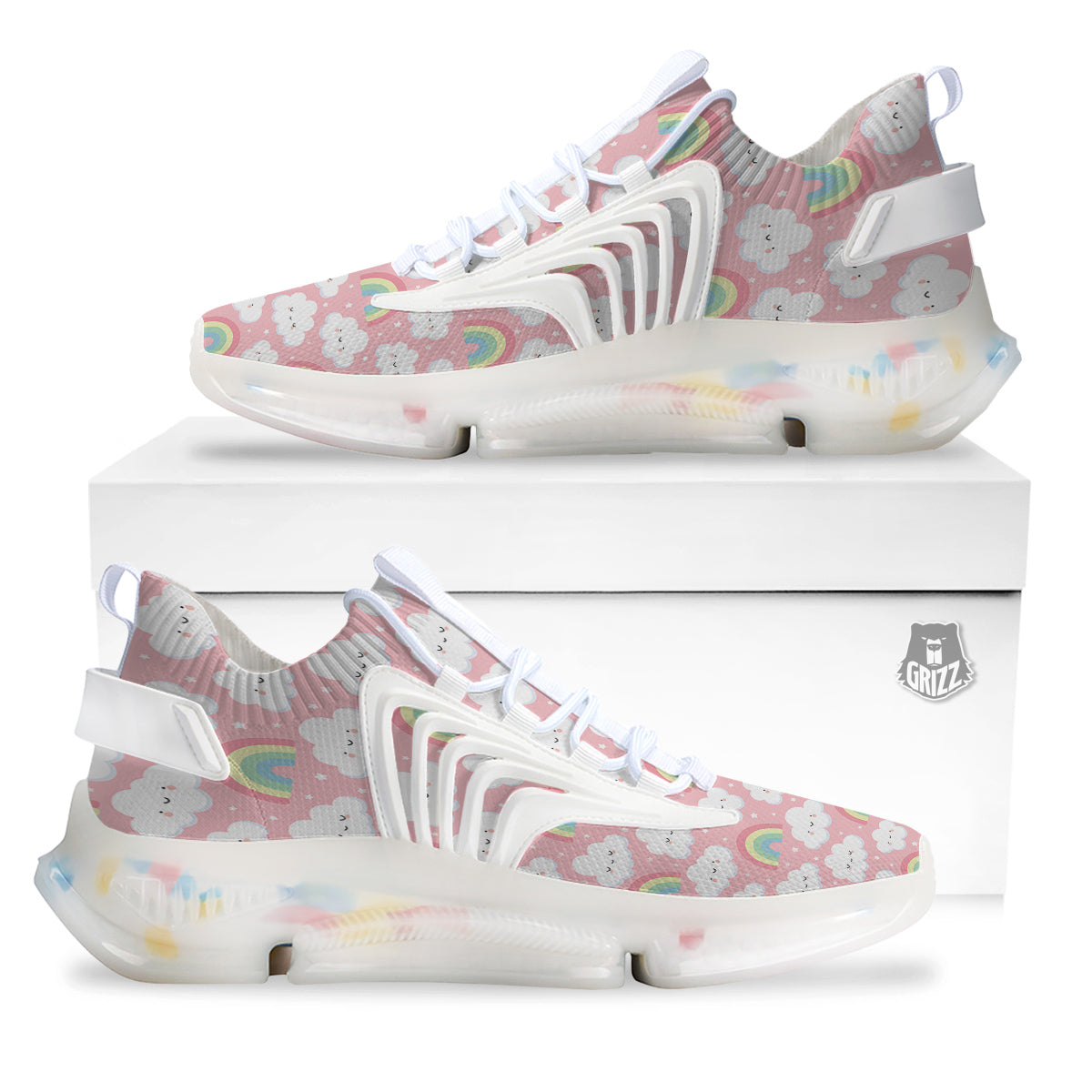 Cloud Cute Print Pattern White Gym Shoes-grizzshop