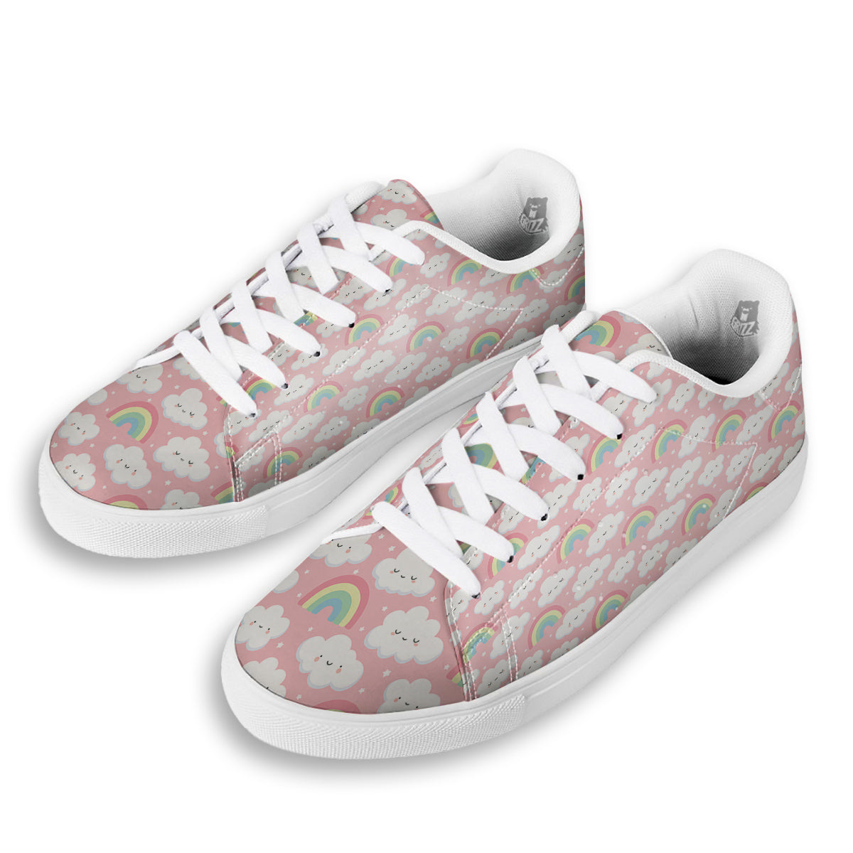 Cloud Cute Print Pattern White Low Top Sneakers-grizzshop