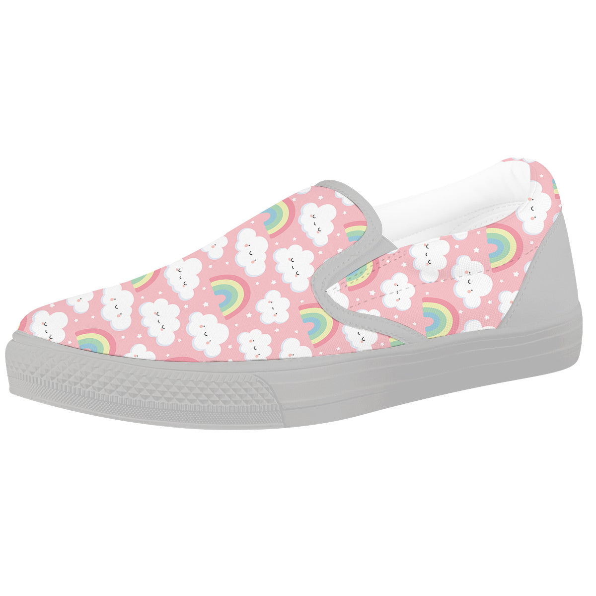 Cloud Cute Print Pattern White Slip On Shoes-grizzshop