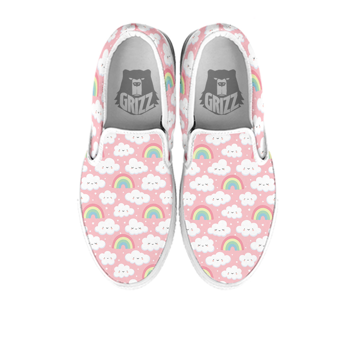 Cloud Cute Print Pattern White Slip On Shoes-grizzshop