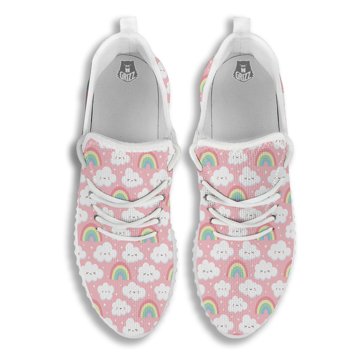 Cloud Cute Print Pattern White Walking Shoes-grizzshop