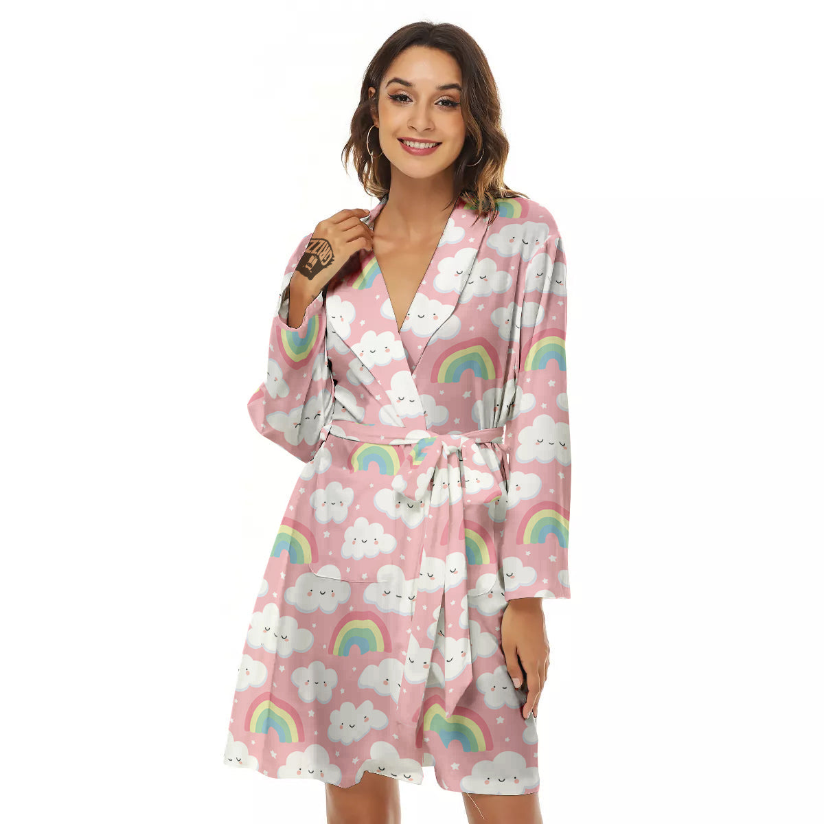 Cloud Cute Print Pattern Women's Robe-grizzshop