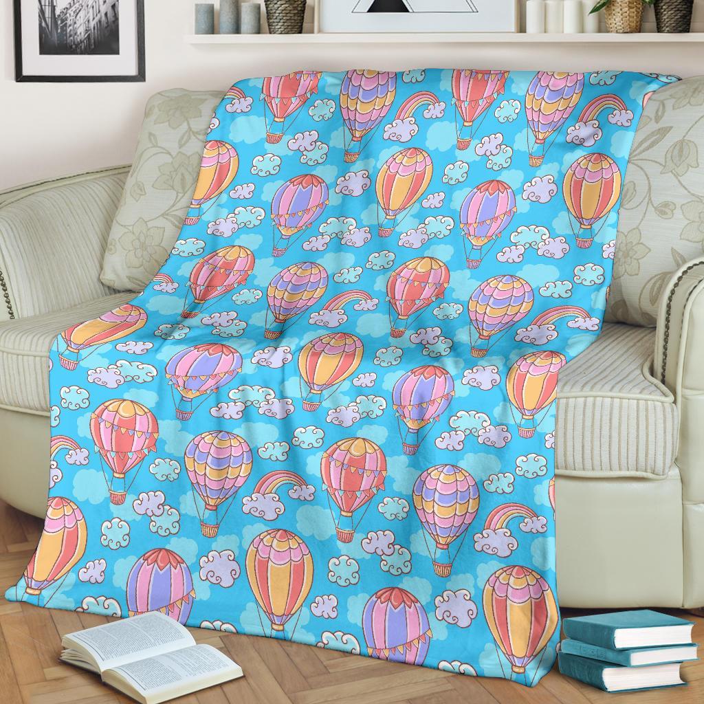 Cloud Hot Air Balloon Pattern Print Blanket-grizzshop