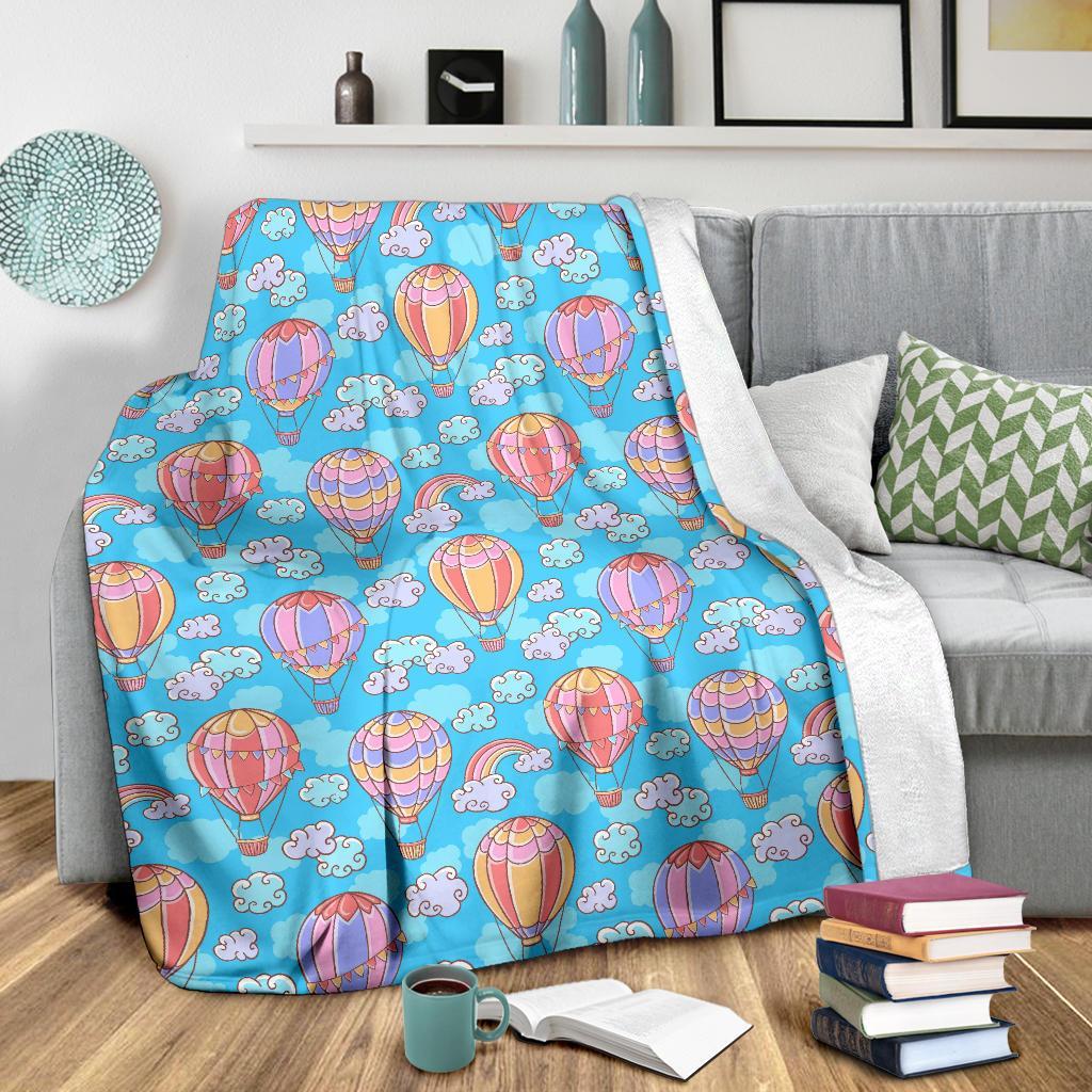 Cloud Hot Air Balloon Pattern Print Blanket-grizzshop