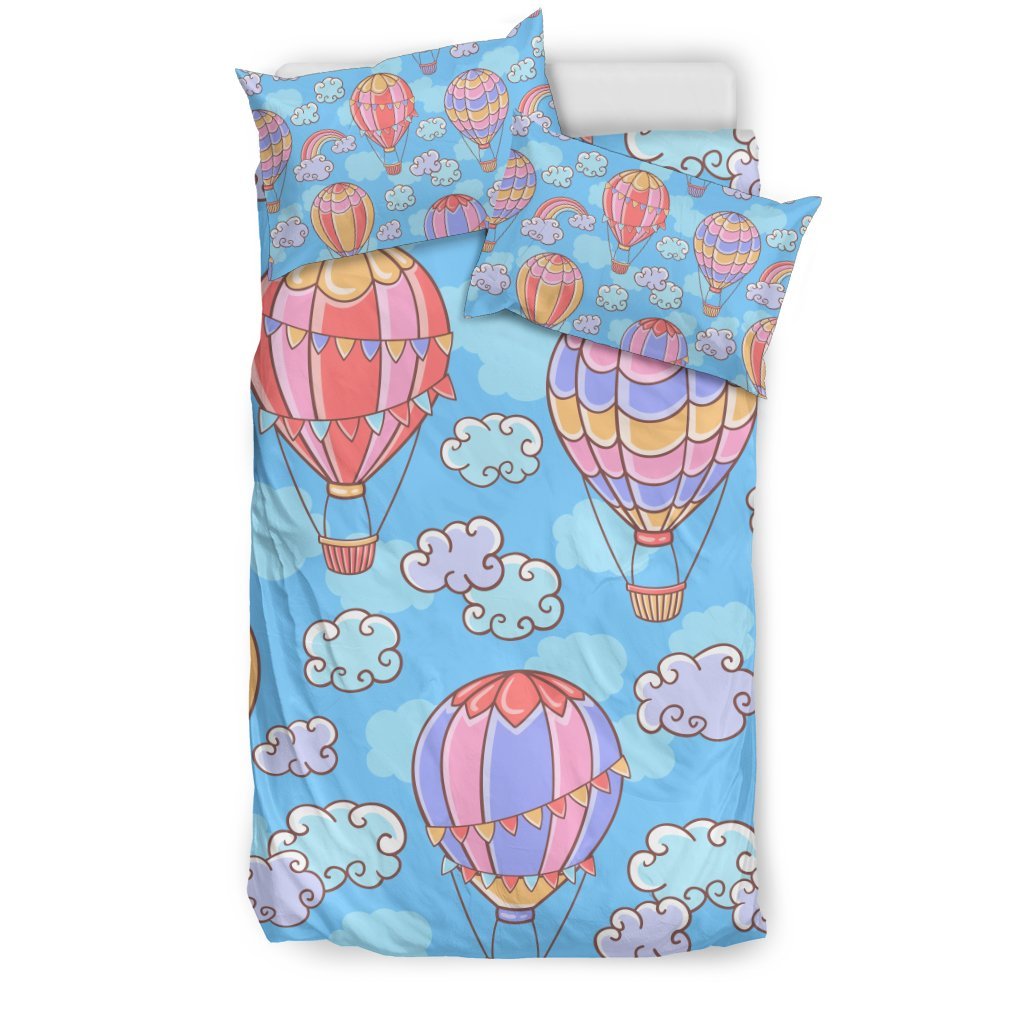 Cloud Hot Air Balloon Pattern Print Duvet Cover Bedding Set-grizzshop