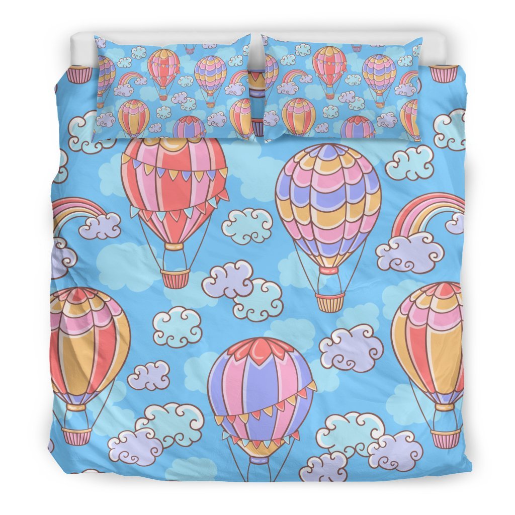 Cloud Hot Air Balloon Pattern Print Duvet Cover Bedding Set-grizzshop