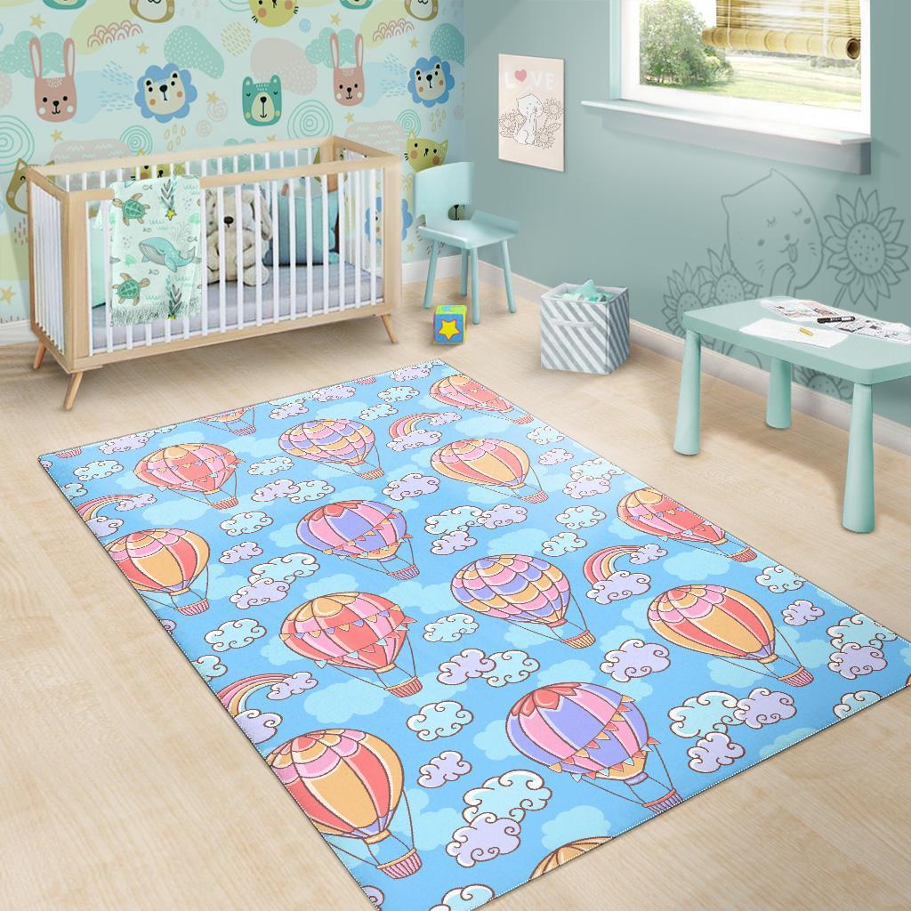 Cloud Hot Air Balloon Pattern Print Floor Mat-grizzshop