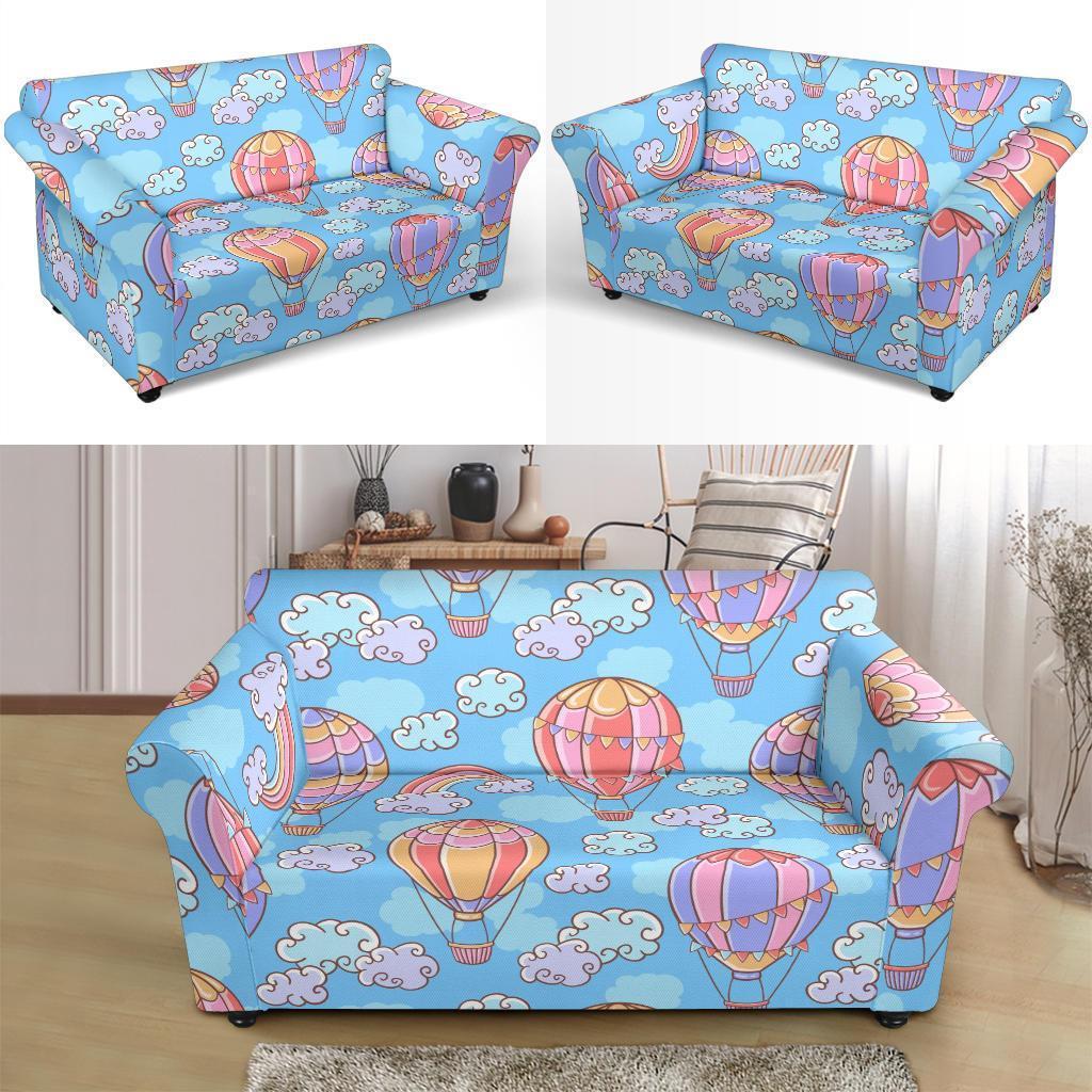 Cloud Hot Air Balloon Pattern Print Loveseat Cover-grizzshop