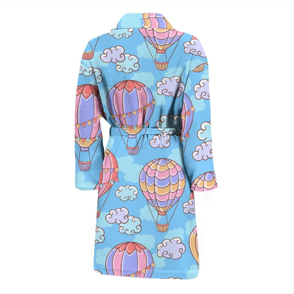 Cloud Hot Air Balloon Pattern Print Men Long Robe-grizzshop