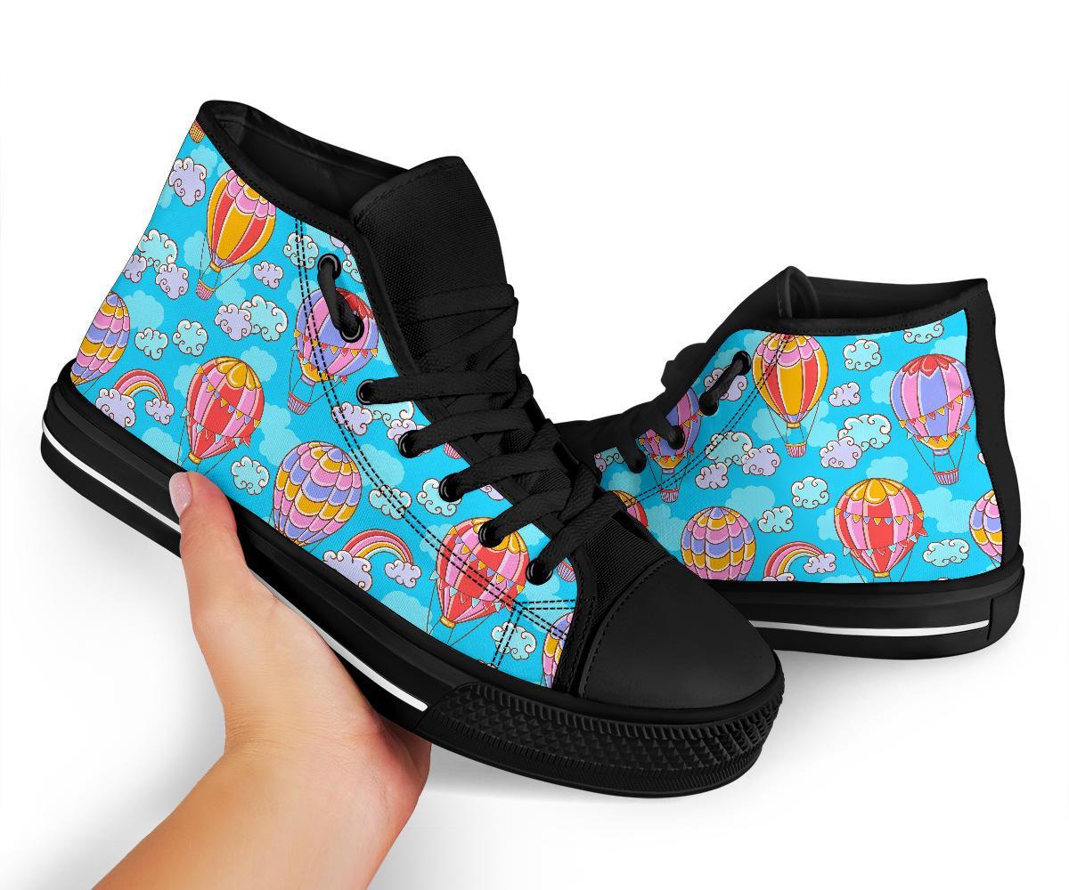 Cloud Hot Air Balloon Pattern Print Men Women's High Top Shoes-grizzshop