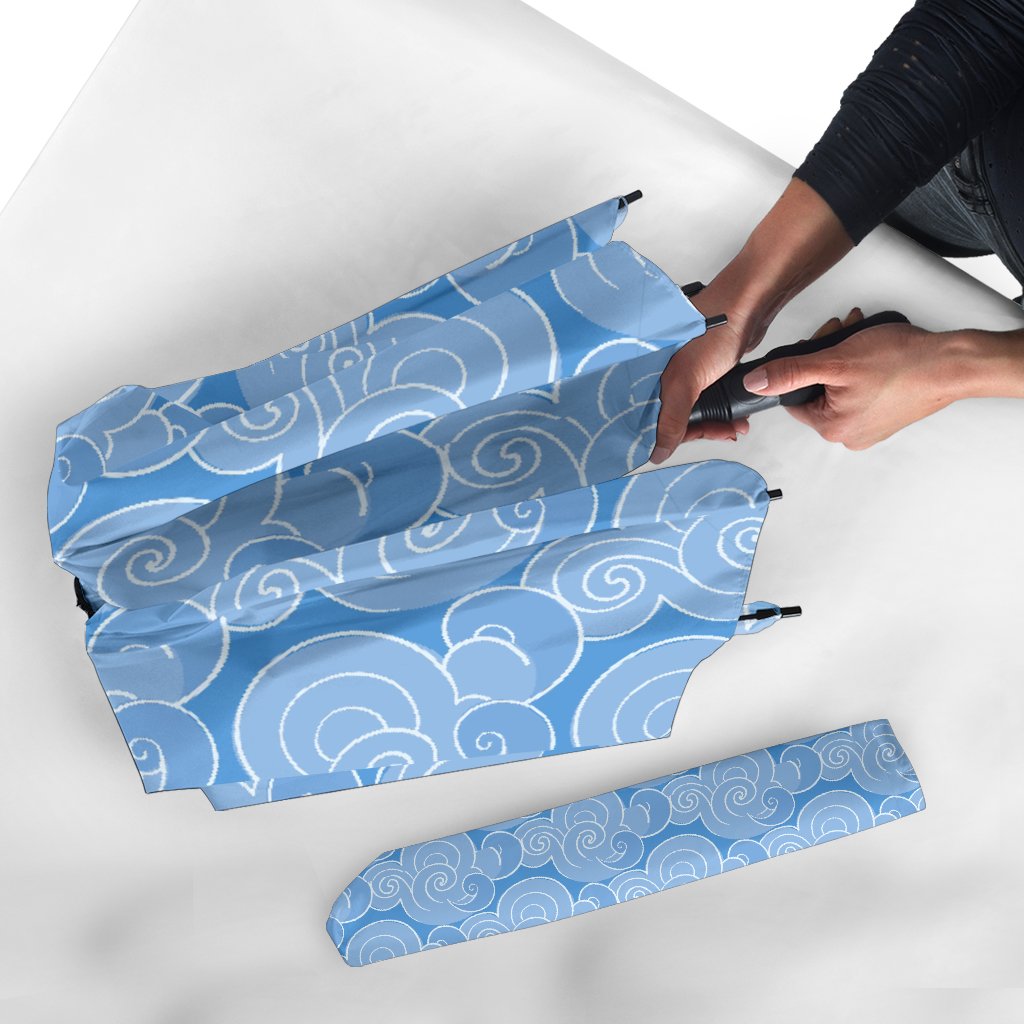 Cloud Pattern Print Automatic Foldable Umbrella-grizzshop
