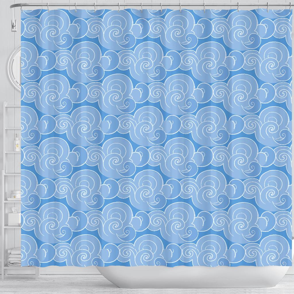 Cloud Pattern Print Bathroom Shower Curtain-grizzshop