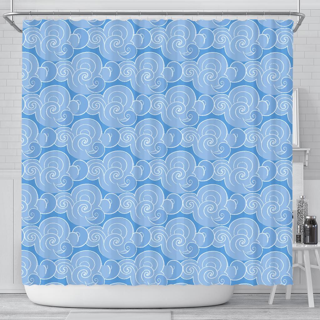 Cloud Pattern Print Bathroom Shower Curtain-grizzshop