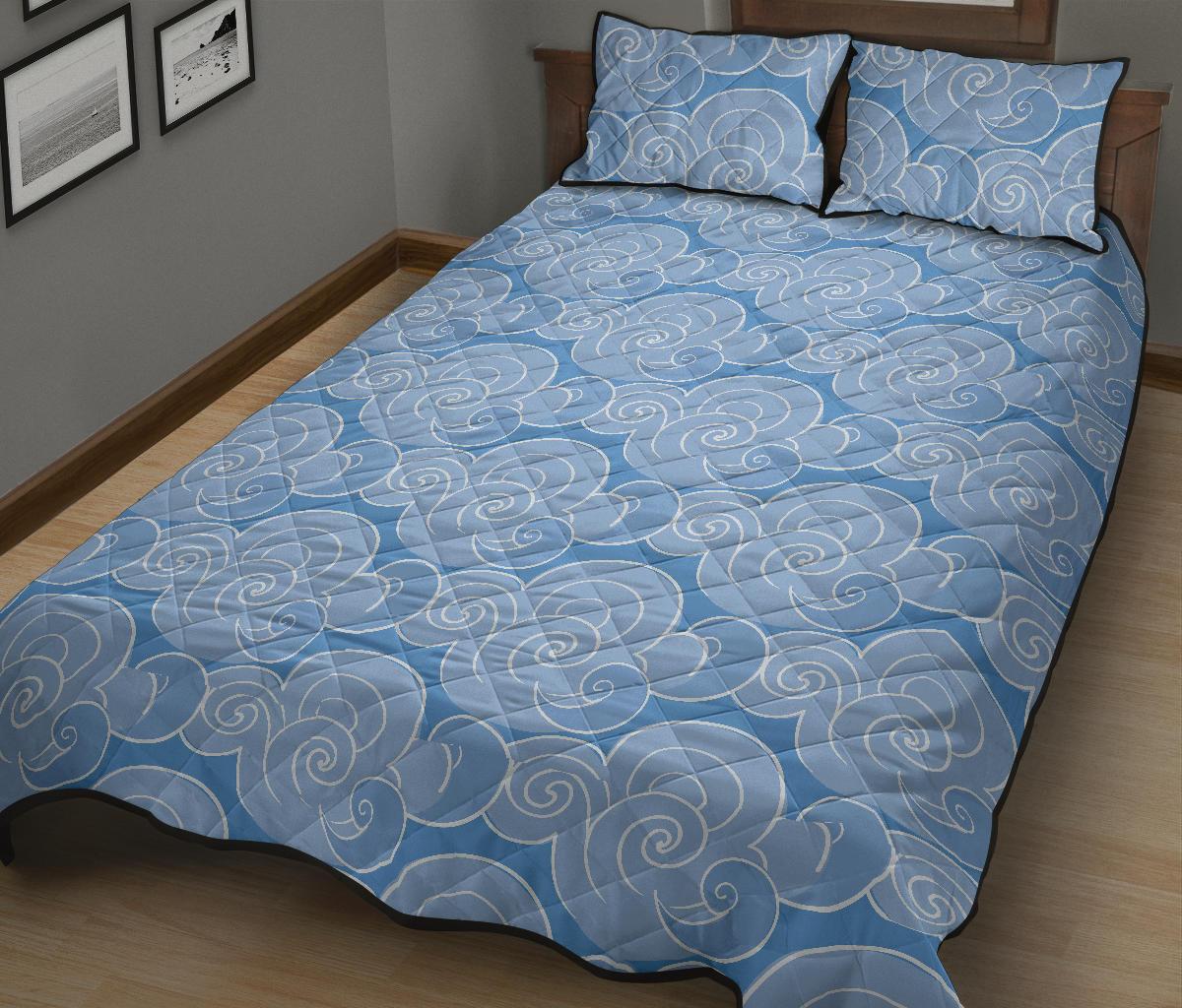 Cloud Pattern Print Bed Set Quilt-grizzshop