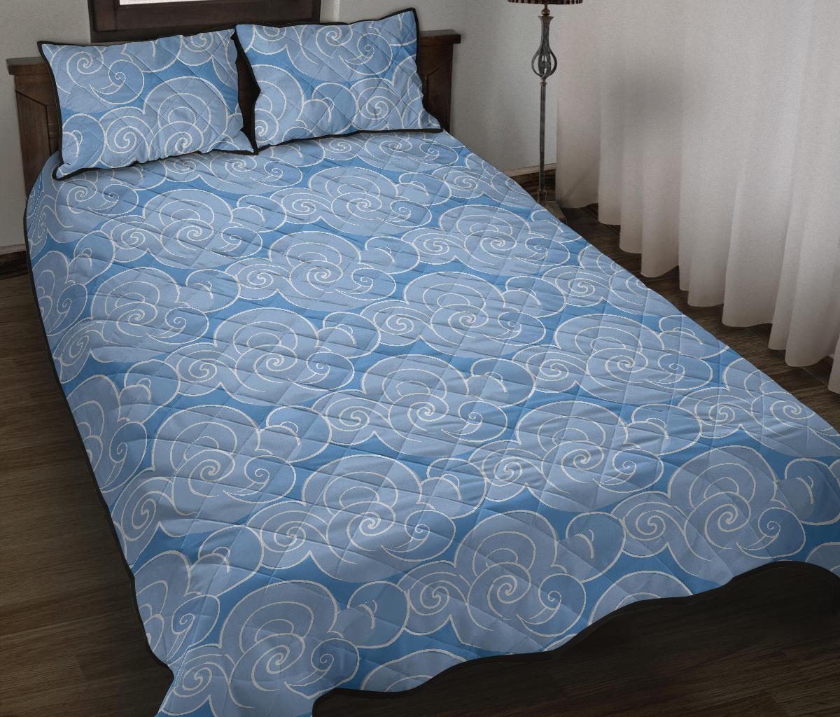 Cloud Pattern Print Bed Set Quilt-grizzshop