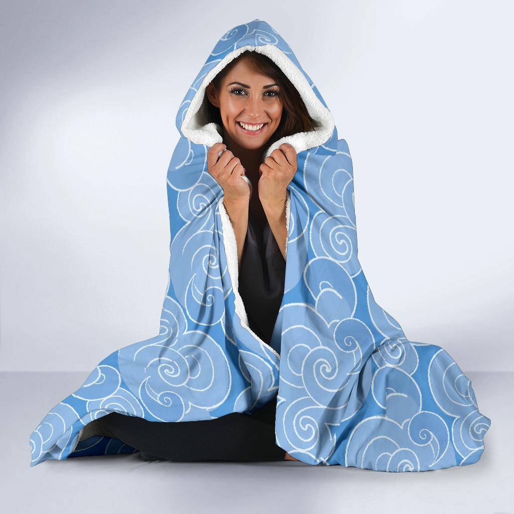Cloud Pattern Print Hooded Blanket-grizzshop
