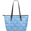 Cloud Pattern Print Leather Tote Bag-grizzshop