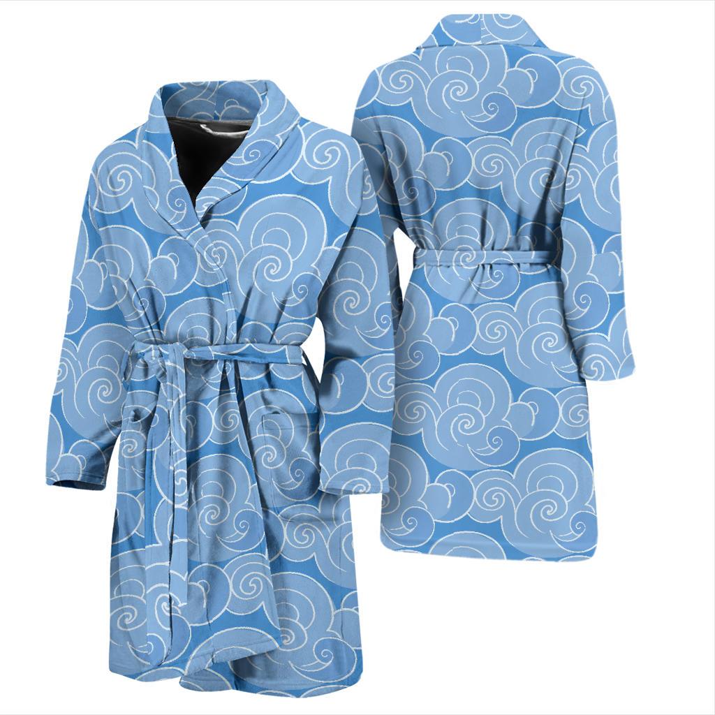 Cloud Pattern Print Men Long Robe-grizzshop