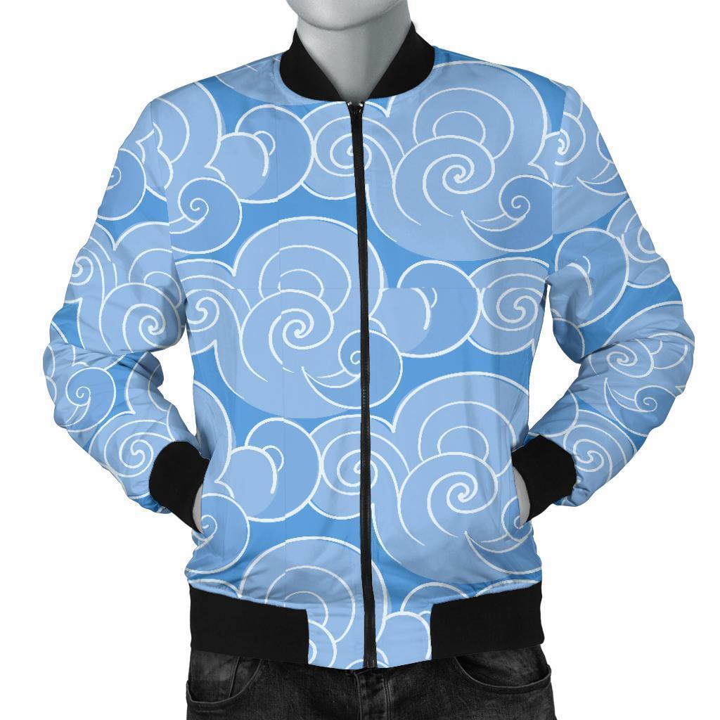 Cloud Pattern Print Men's Bomber Jacket-grizzshop