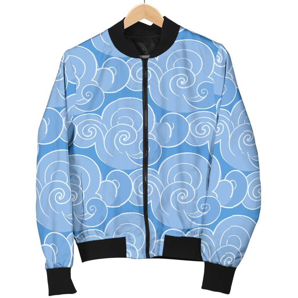 Cloud Pattern Print Women Casual Bomber Jacket-grizzshop
