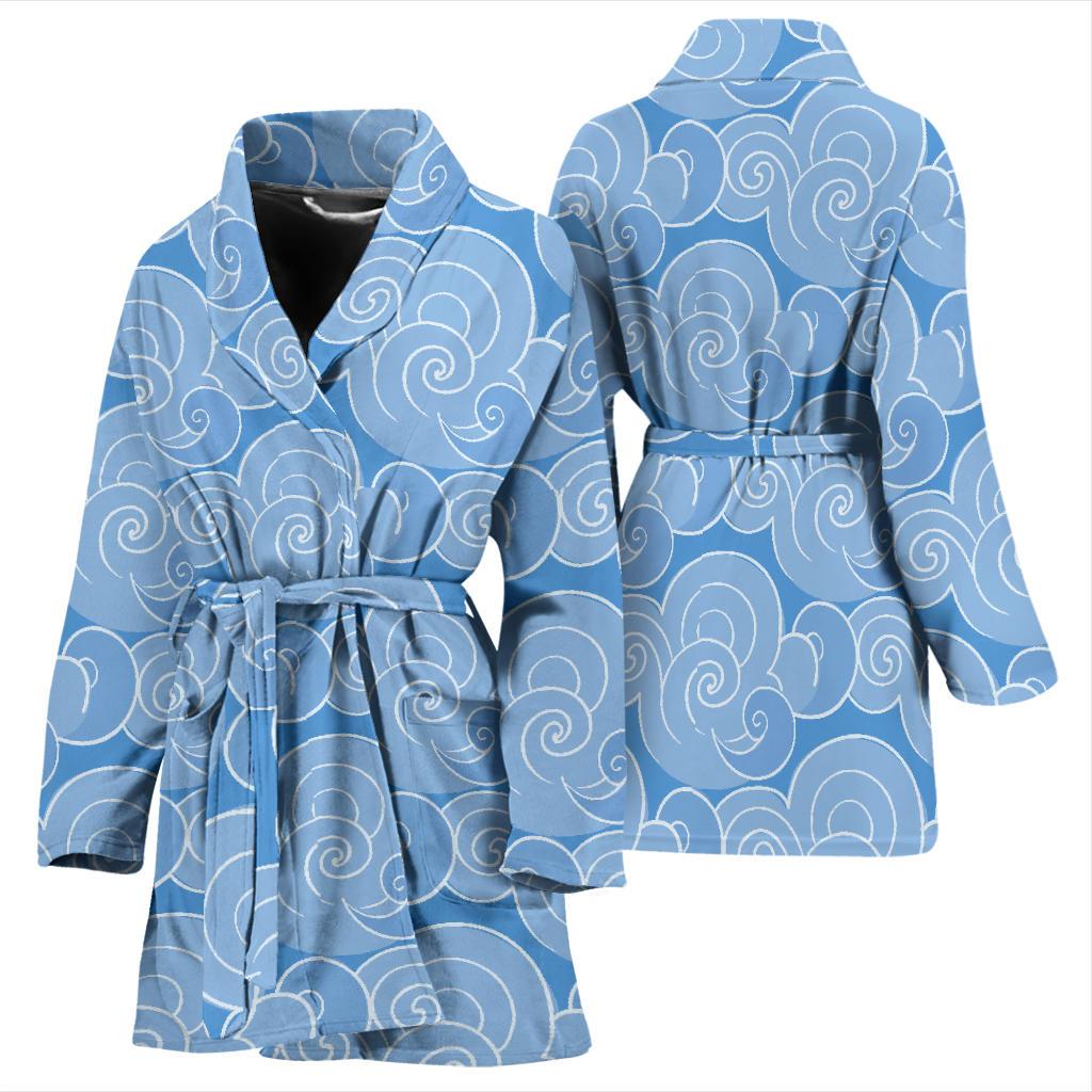 Cloud Pattern Print Women Long Robe-grizzshop