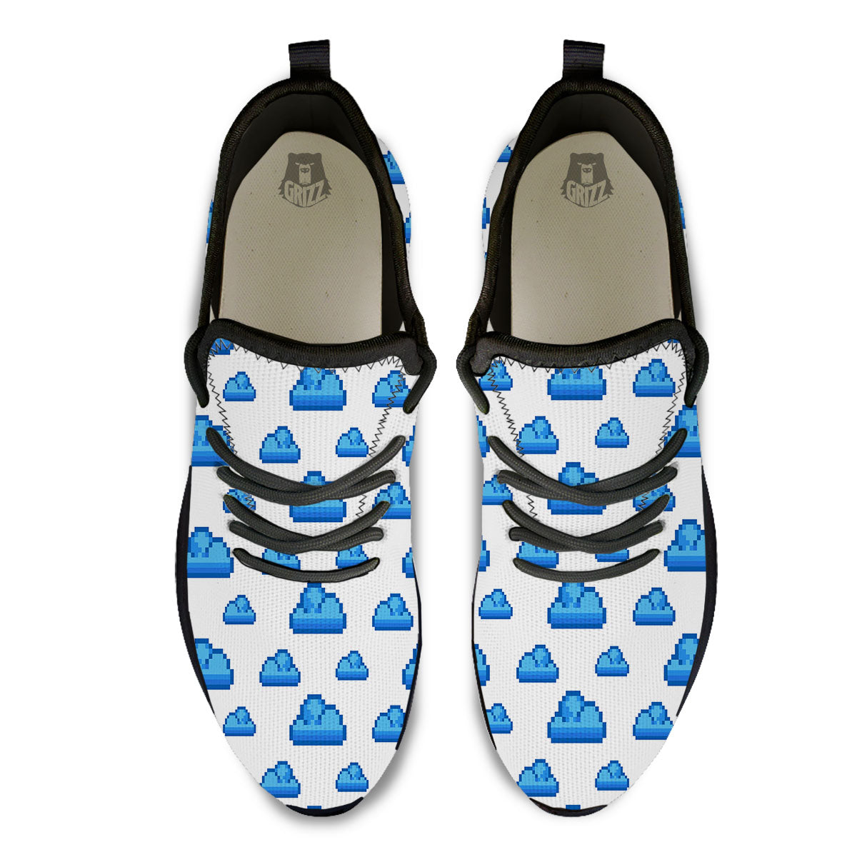Cloud Pixel Print Pattern Black Athletic Shoes-grizzshop