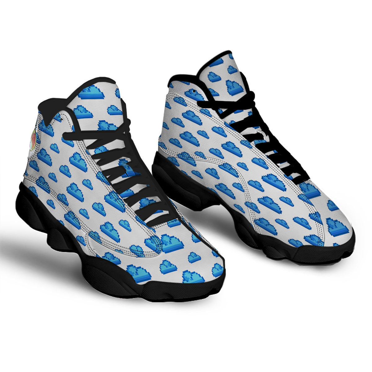 Cloud Pixel Print Pattern Black Basketball Shoes-grizzshop