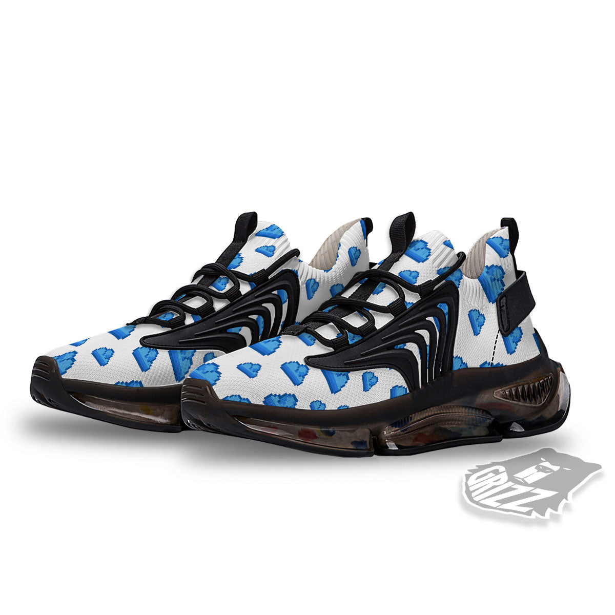Cloud Pixel Print Pattern Black Gym Shoes-grizzshop