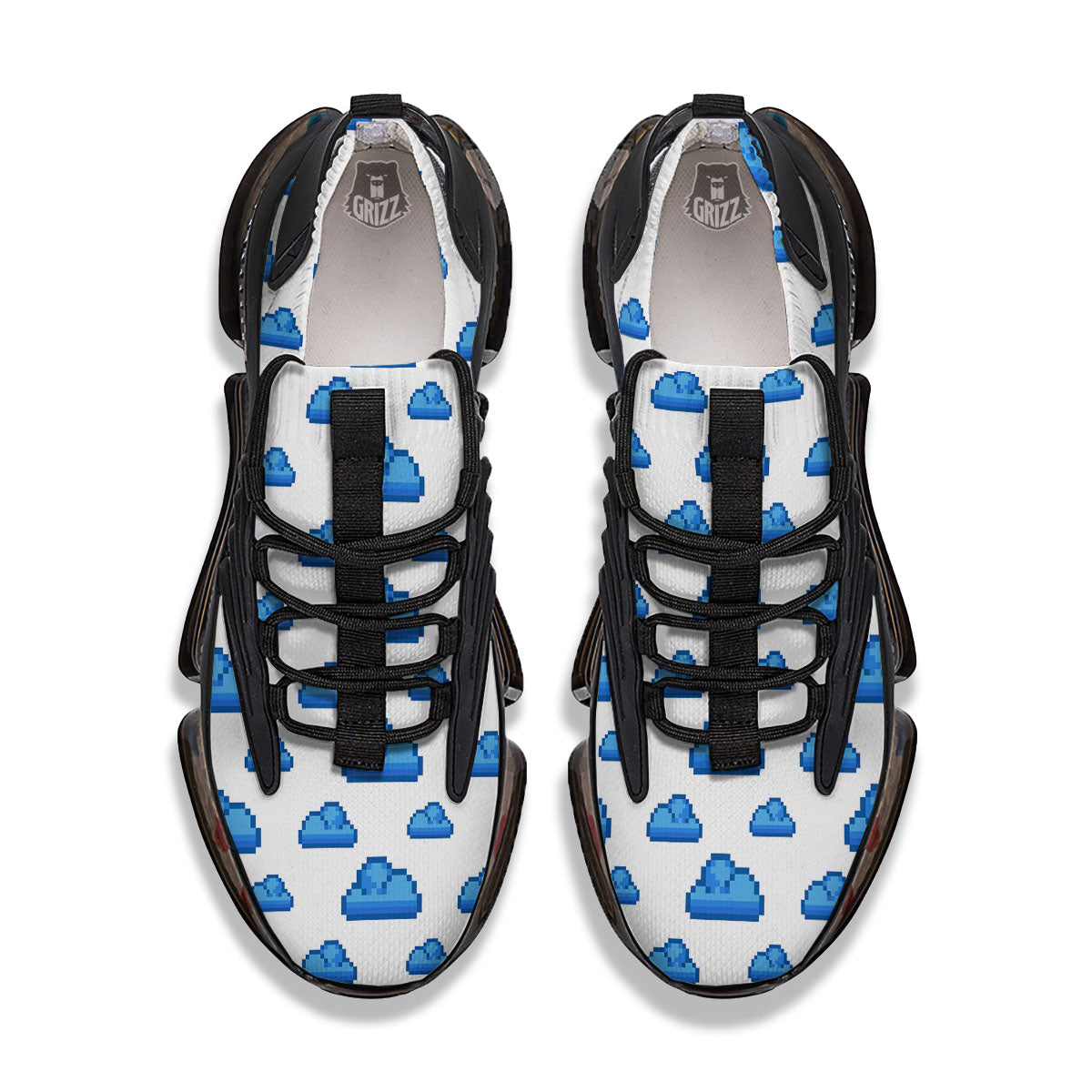 Cloud Pixel Print Pattern Black Gym Shoes-grizzshop